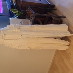 SO Goods For Life Off White Cargo Pants 6 Pockets Stretchy Waist Loose Leg